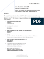 Index of Learning Styles (ILS) Learning Style Questionnaire