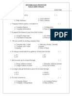 Mythri Ojas Institute Tally Erp 9 Exam: Name of The Student: Batch Time