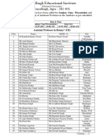 List of Eligible Candidates For Seminar-Cum Presentation For The Post of Assistant Professor in Botany