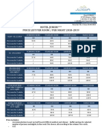 Hotel Junior Price List Per Room / Per Night 2018-2019: Accommodation Based On Half Board (HB), Breakfast and Dinner