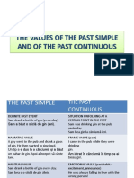 The Values of The Past Simple and of The Past Continuous