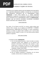 Contrato de Compra Venta de Mobiliario de Oficina