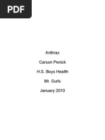 Anthrax Carson Penick H.S. Boys Health Mr. Surls January 2010