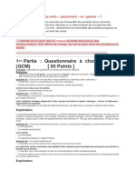 1 Partie: Questionnaire À Choix Multiple (QCM) (05 Points)