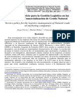 Políticas de Servicio para La Gestión Logística en Las Empresas de Comercialización de Crudo Natural