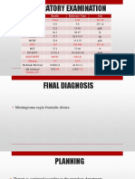 Laboratory Examination: Parameter Results Reference Value Unit