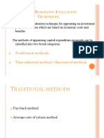 C B E T: Apital Udgeting Valuation Echniques