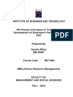 HR Process and Impact of Training and Development On Employee S Performance at PSO