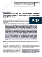 Factors Associated With Non Enrollment Into Community Based Health Insurance Schemes in The Bamenda Health District, Cameroon