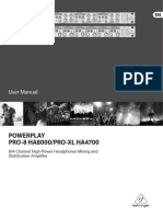 Behringer Powerplay Pro 8 Ha8000 Manual Do Proprietario PDF