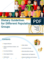 Dietary Guidelines For Different Population Groups: Subject: Human Nutrition and Dietetics Student: Isela Menjivar