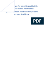 Corrosion Du Fer en Milieu Acide HCL 1M Et en Milieu Neutre Nacl