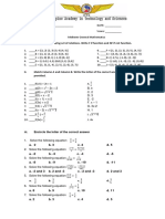 I. Identify The Following Set of Relations. Write F If Function and NF If Not Function