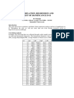 Correlation, Regression and Test of Signficance in R