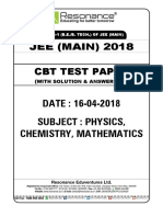 Jee Main 2018 Solution CBT April 16 Resonance PDF