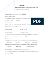 Annexure A Study On Customer Satisfication of Kinematic Trading &co Private Limited at Chennai Questionaries