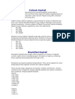 Cutback Asphalt Classifications