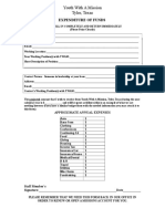 Missionary - Expenditure of Funds Form