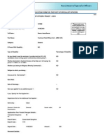 Online Application Form For The Post of Specialist Officers: Page 1 / 3