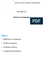 Lecture # 1: History of Computers