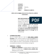 Demanda de Aumento de Alimentos 92 - ELABORADO POR EL ABOGADO PERCY JESUS CORONADO CANCHAN, CON DOMICILIO EN EL JIRON AYACUCHO #108 - 2DO PISO EN LA MERCED - CHANCHAMAYO - JUNIN, CELULAR 954 062131.