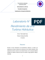 Rendimiento de Una Turbina Hidráulica