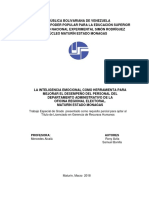 La Inteligencia Emocional Como Herramienta para Mejorar El Desempeñodel Personal Del Departamento Administrativo de La Oficina Regional Electoral. Maturín Estado Monagas