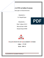 Impact of FDI On Indian Economy: Term Paper On Financial System