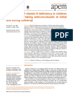 Risk Factors of Vitamin D Deficiency in Children With Epilepsy Taking Anticonvulsants at Initial and During Follow-Up