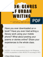 Luzon: Genres of Urban Writing: 2 1 Century Literature From The Philippinesand The World