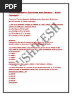 Thermodynamics Questions and Answers