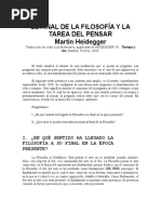 El Final de La Filosofía y La Tarea Del Pensar