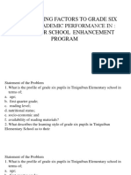 Contributing Factors To Grade Six Pupils' Academic Performance In: A Basis For School Enhancement Program