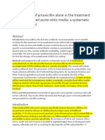 Effectiveness of Amoxicillin Alone in The Treatment of Uncomplicated Acute Otitis Media: A Systematic Review Protocol