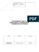 Procedimeinto para Calibracion de Transm de Presion