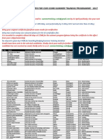 List of Selected Candidates For Csir-Ccmb Summer Training Programme - 2017