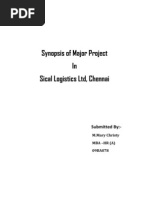 Synopsis of Major Project in Sical Logistics LTD, Chennai