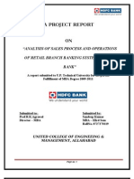 Analysis of Sales Process and Operations of Retail Branch Banking System in HDFC Bank