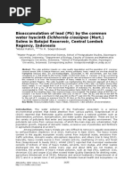 Bioaccumulation of Lead (PB) by The Common Water Hyacinth Eichhornia Crassipes (Mart.) Solms in Batujai Reservoir, Central Lombok Regency, Indonesia