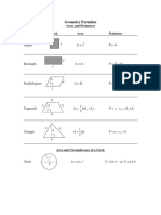 Geometry Formulas: Areas and Perimeters Sketch Area Perimeter