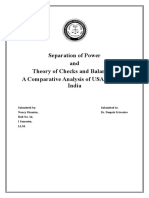 Separation of Power and Theory of Checks and Balances: A Comparative Analysis of USA, UK and India