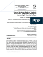 Effect of Gender On Students' Academic Performance and Retention in Financial Accounting in Technical Colleges