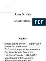 User Stories: Testing 2, October 21