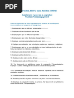 Cuestionario Psicopedagogia II 