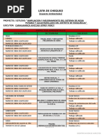 Ejemplo de Una Lista de Chequeo de Impacto Ambiental (Obra: Saneamiento)