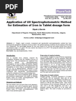 Application of UV Spectrophotometric Method For Estimation of Iron in Tablet Dosage Form