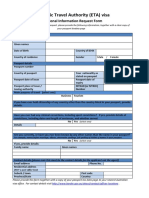 Electronic Travel Authority Additional Information Form December 16