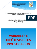 Variables e Hipótesis de La Investigación