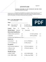 Questionnaire: Consumer Protection Scenario in Life Insurance Sector: With Special Reference To State of Punjab