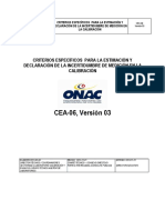 CEA-06 Versión 03 ONAC - Declaración de Incertidumbre en Calibración